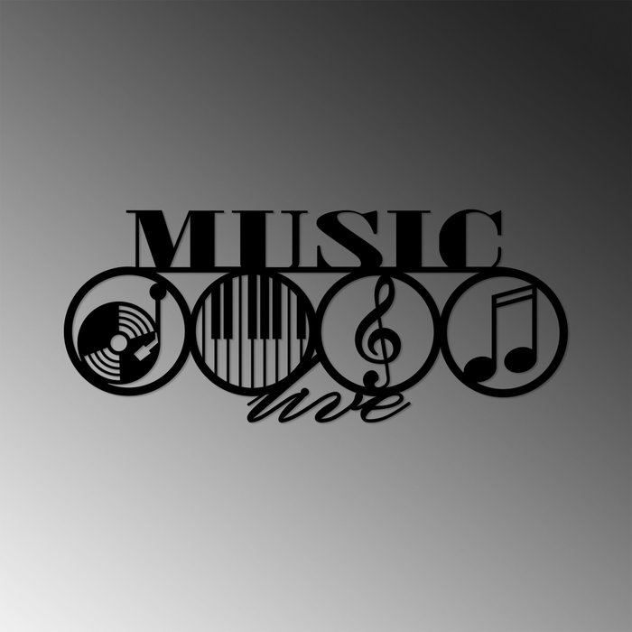 Wallity Music - 467 Escultura de pared de metal negra